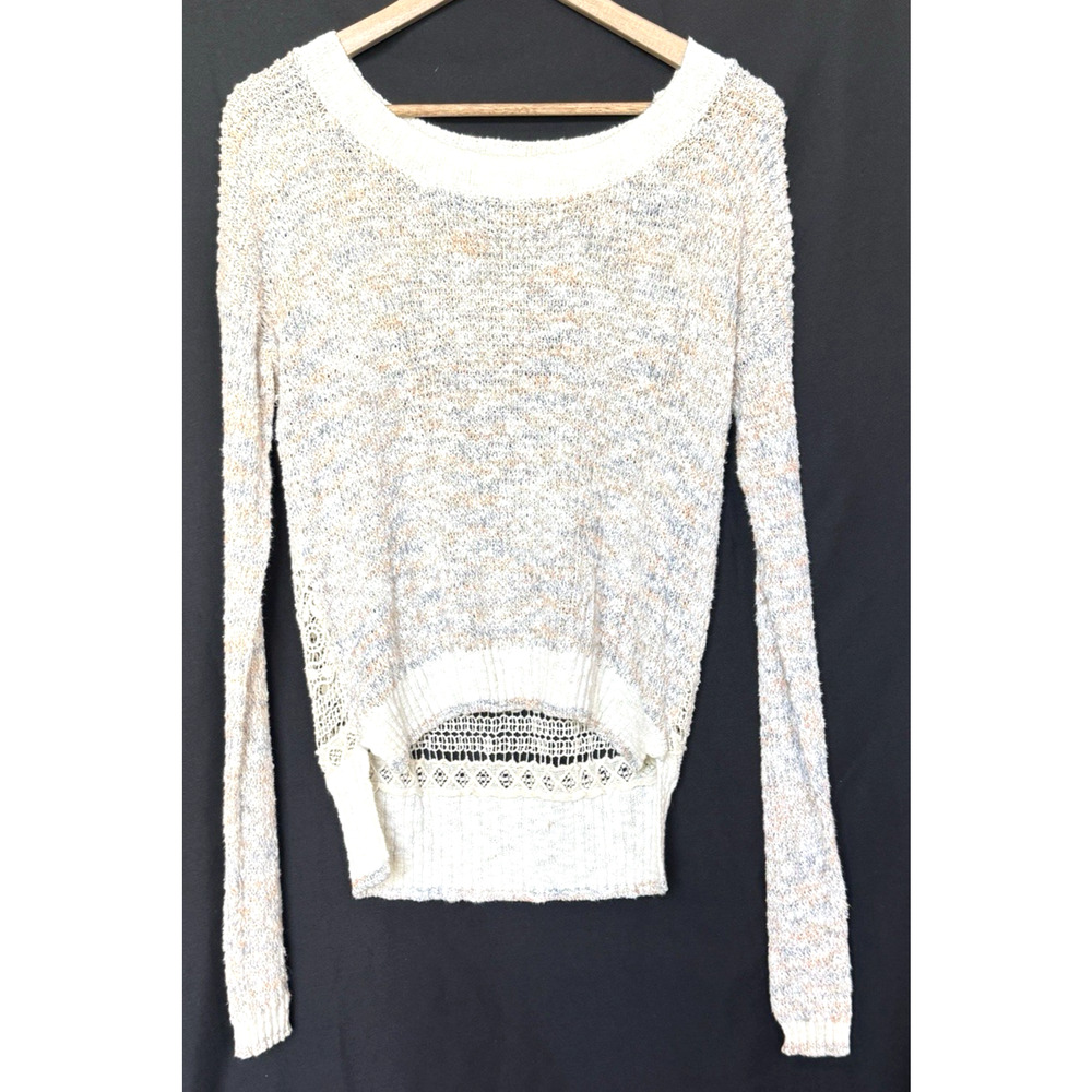 Y2K Mudd Womens Crochet Knit Oversized‎ Sweater Size S Beachy Boho Cottagecore